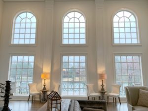 living room painted in Benjamin Moore Swiss coffee OC-45