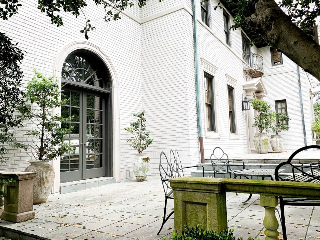 exterior brick painted in Egret White SW 7570 Exterior House Painter