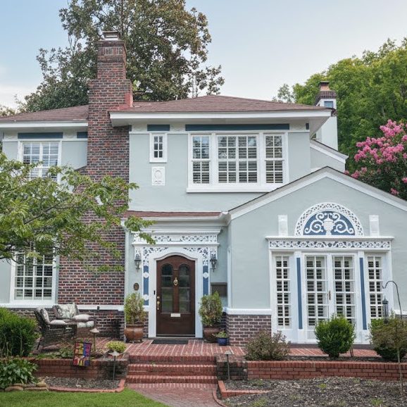 Sherwin williams Oyster bay on exterior stucco